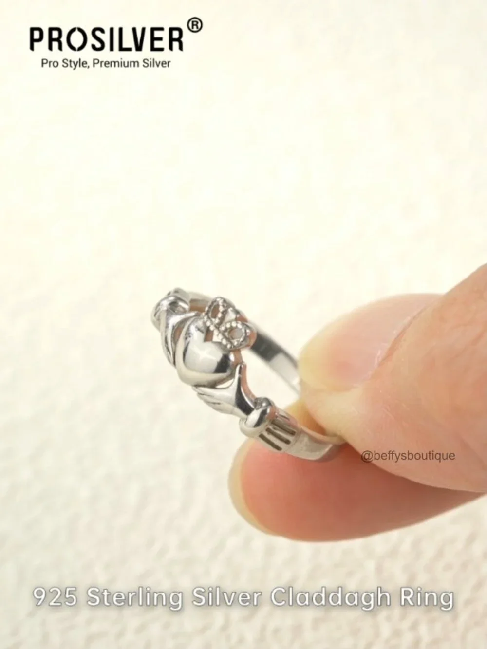 925 Sterling Silver Irish Claddagh Ring, Dainty, No Tarnish Promise Ring
